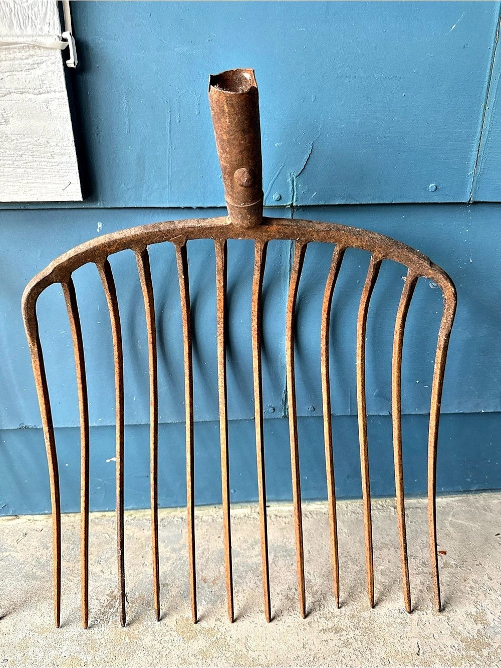 Vintage Garden Rake Rusted Brown